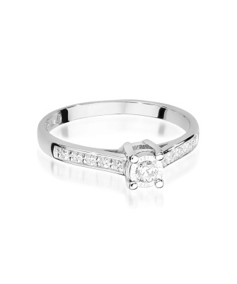 Pierścionek złoty 14k białe złoto diamenty 0,13ct