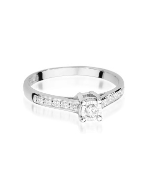 Pierścionek złoty 14k białe złoto diamenty 0,13ct