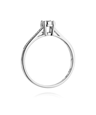Pierścionek złoty 14k białe złoto diamenty 0,13ct