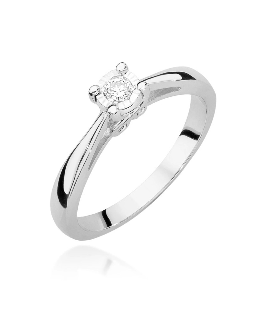 Złoty pierścionek zaręczynowy białe złoto diament 0,08ct