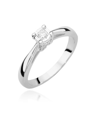 Złoty pierścionek zaręczynowy białe złoto diament 0,08ct