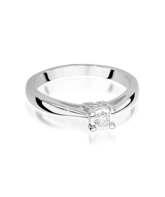 Złoty pierścionek zaręczynowy białe złoto diament 0,08ct