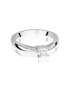 Złoty pierścionek zaręczynowy białe złoto diament 0,08ct