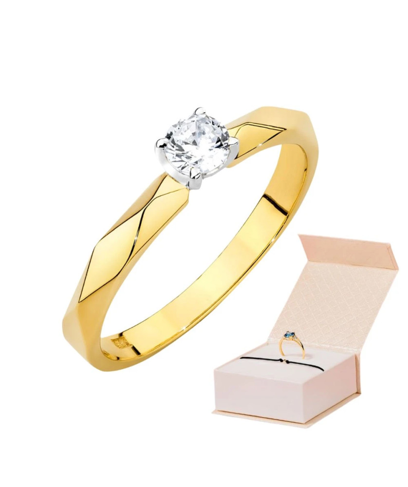 Złoty pierścionek z diamentem 0,15ct