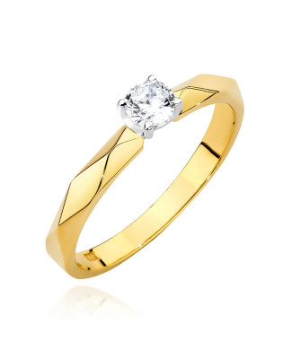 Złoty pierścionek z diamentem 0,15ct