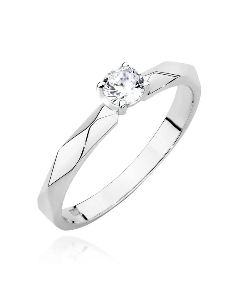 Pierścionek złoty z diamentem 0,15ct białe złoto