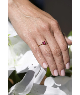 Engagement ring with 14k ruby
