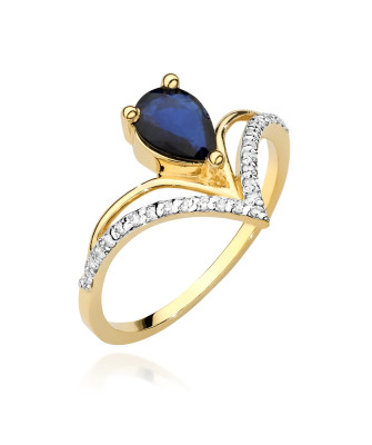 Sapphire and diamond ring 14k