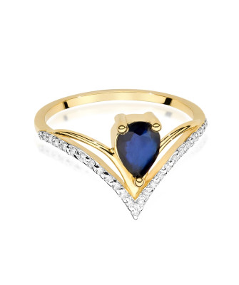 Sapphire and diamond ring 14k