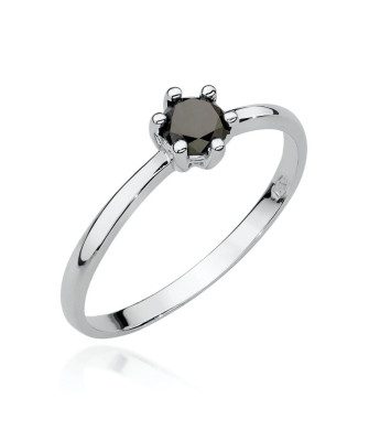 Ring with black diamond 0.30ct white gold