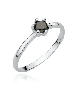 Ring with black diamond 0.30ct white gold