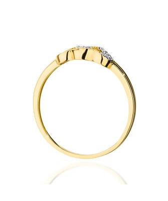 Złoty pierścionek 14k diamenty serca 0,06ct