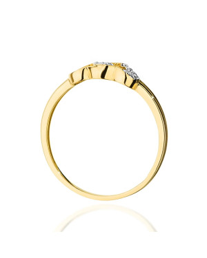 Złoty pierścionek 14k diamenty serca 0,06ct