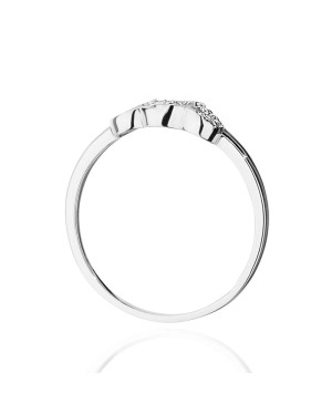 Złoty pierścionek 14k diamenty serca 0,06ct białe złoto
