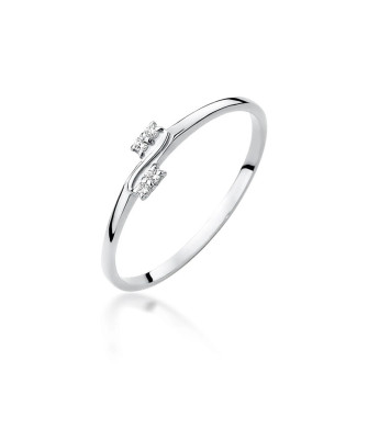Złoty Pierścionek 14k Białe Złoto Diamenty 0,03ct