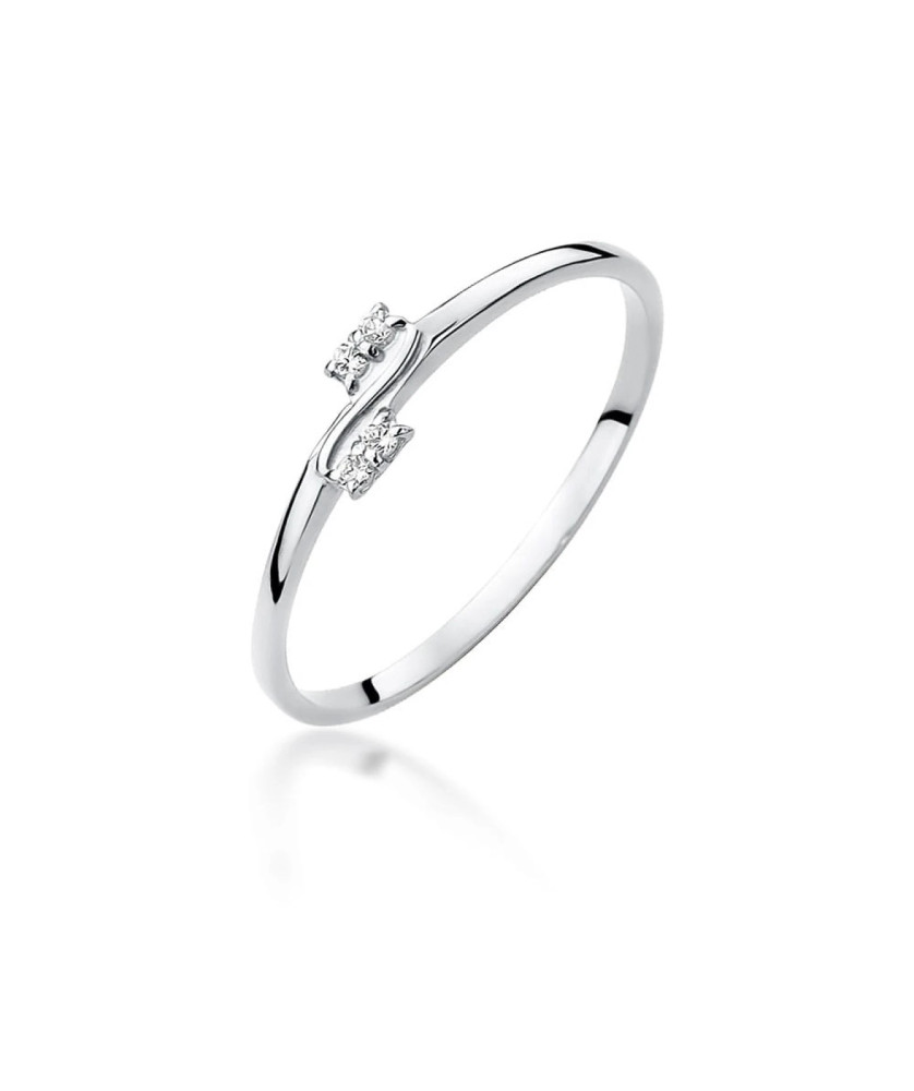 Złoty Pierścionek 14k Białe Złoto Diamenty 0,03ct