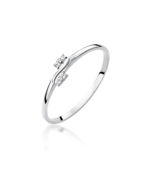 Złoty Pierścionek 14k Białe Złoto Diamenty 0,03ct