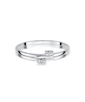 Złoty Pierścionek 14k Białe Złoto Diamenty 0,03ct