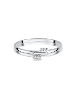 Złoty Pierścionek 14k Białe Złoto Diamenty 0,03ct