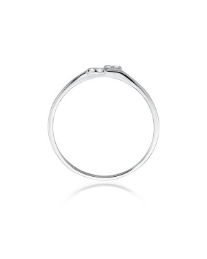 Złoty Pierścionek 14k Białe Złoto Diamenty 0,03ct