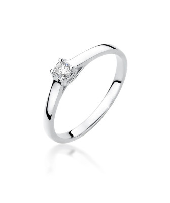 Pierścionek złoty 14k białe złoto brylant 0,12ct