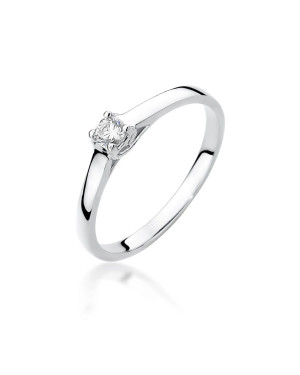 Pierścionek złoty 14k białe złoto brylant 0,12ct