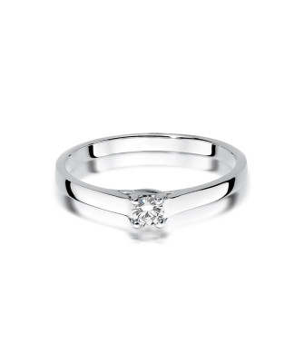 Pierścionek złoty 14k białe złoto brylant 0,12ct