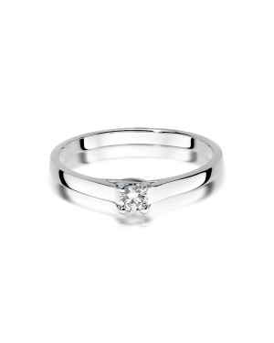 Pierścionek złoty 14k białe złoto brylant 0,12ct