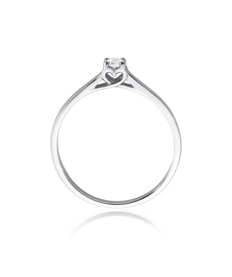 Pierścionek złoty 14k białe złoto brylant 0,12ct
