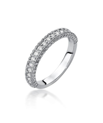 Pierścionek obrączka z diamentami 0,24ct białe złoto