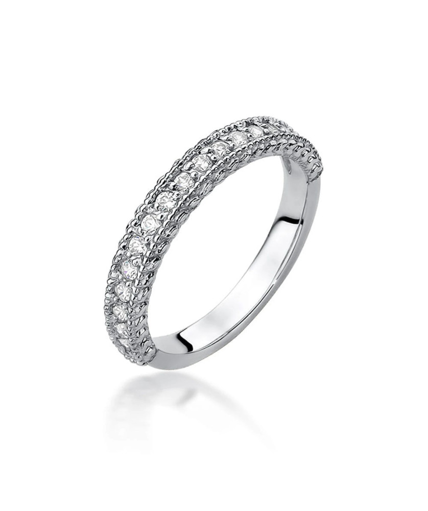 Pierścionek obrączka z diamentami 0,24ct białe złoto