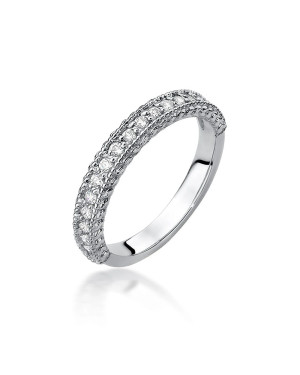 Pierścionek obrączka z diamentami 0,24ct białe złoto