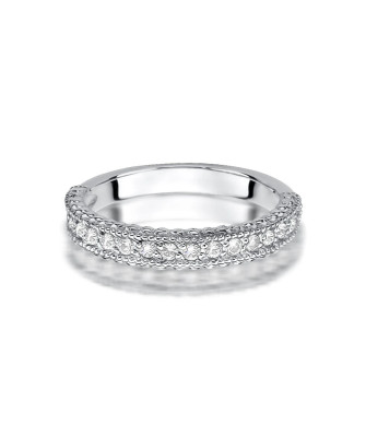Pierścionek obrączka z diamentami 0,24ct białe złoto