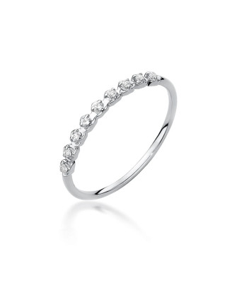 Złoty Pierścionek 14k Białe Złoto Diamenty 0,045ct