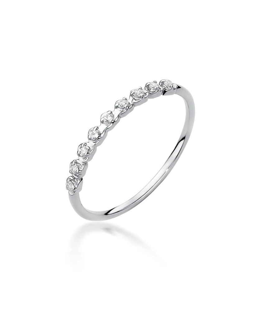 Złoty Pierścionek 14k Białe Złoto Diamenty 0,045ct