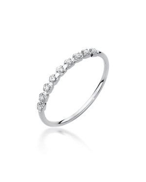 Złoty Pierścionek 14k Białe Złoto Diamenty 0,045ct
