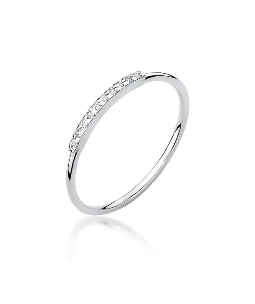 Pierścionek złoty 14k białe złoto diamenty 0,05ct