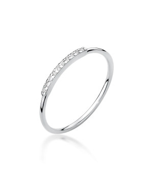 Pierścionek złoty 14k białe złoto diamenty 0,05ct