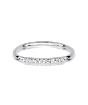 Pierścionek złoty 14k białe złoto diamenty 0,05ct