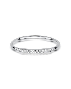 Pierścionek złoty 14k białe złoto diamenty 0,05ct