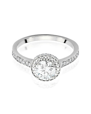 Pierścionek z brylantem białe złoto diamenty 0,70ct