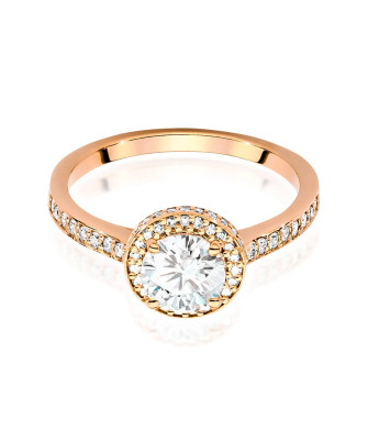 14k Rose Gold Ring with Central Stone 0.70ct