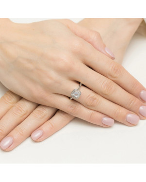 White sapphire ring white gold diamonds