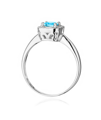 Ring with topaz diamonds white gold 14k