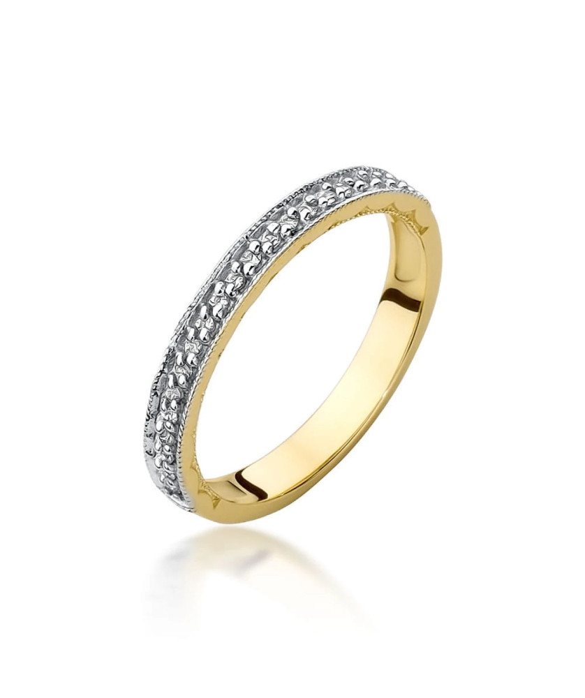 Pierścionek obrączka z diamentami 0,10ct certyfikat
