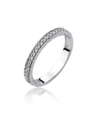 Pierścionek obrączka z diamentami 0,10ct białe złoto