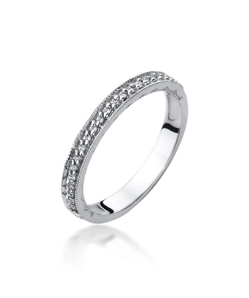 Pierścionek obrączka z diamentami 0,10ct białe złoto