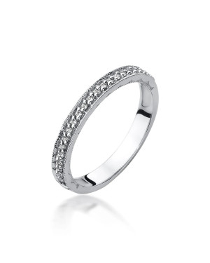 Pierścionek obrączka z diamentami 0,10ct białe złoto