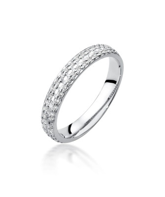 Złoty Pierścionek 14k Białe Złoto Kamienie Diamenty 0,23ct