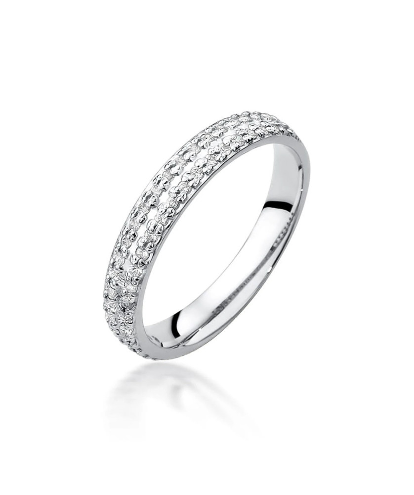 Złoty Pierścionek 14k Białe Złoto Kamienie Diamenty 0,23ct